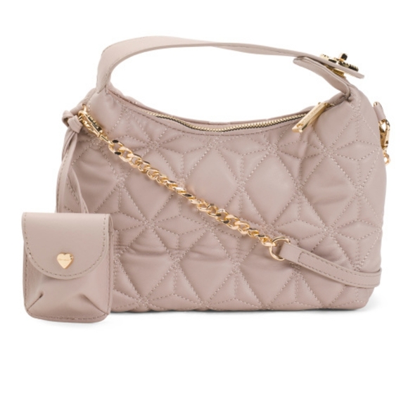 Betsey Johnson XO Rita Grey Quilted Crossbody Bag - Picture 5 of 5